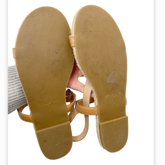 Madewell The Hallie Espadrille Tan Leather Sandals in Vachetta Size 9 - Picture 5 of 9